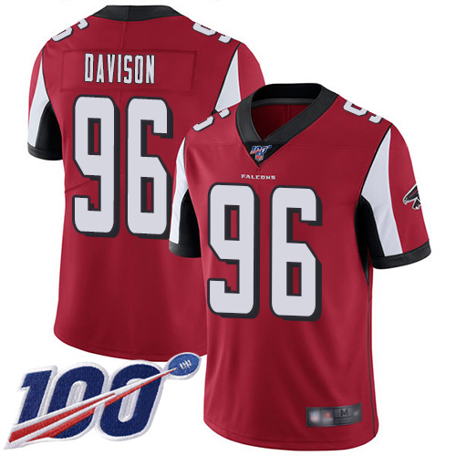 Atlanta Falcons Limited Red Men Tyeler Davison Home Jersey NFL Football #96 100th Season Vapor Untouchable->nfl t-shirts->Sports Accessory